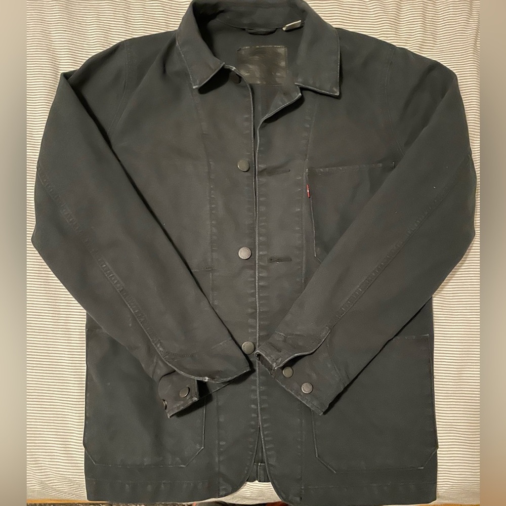 Levis engineers cost denim jacket button up red tag size Mens small